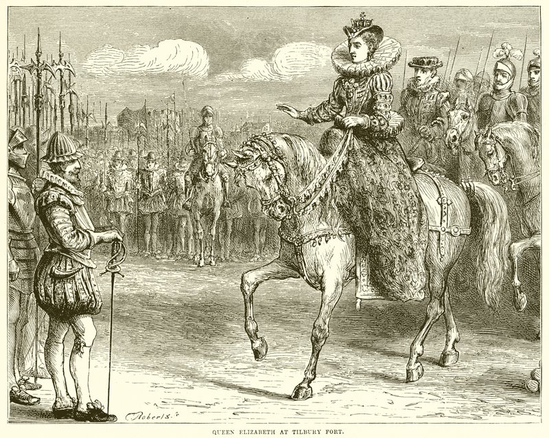 Královna Alžběta v Tilbury Fort od English School