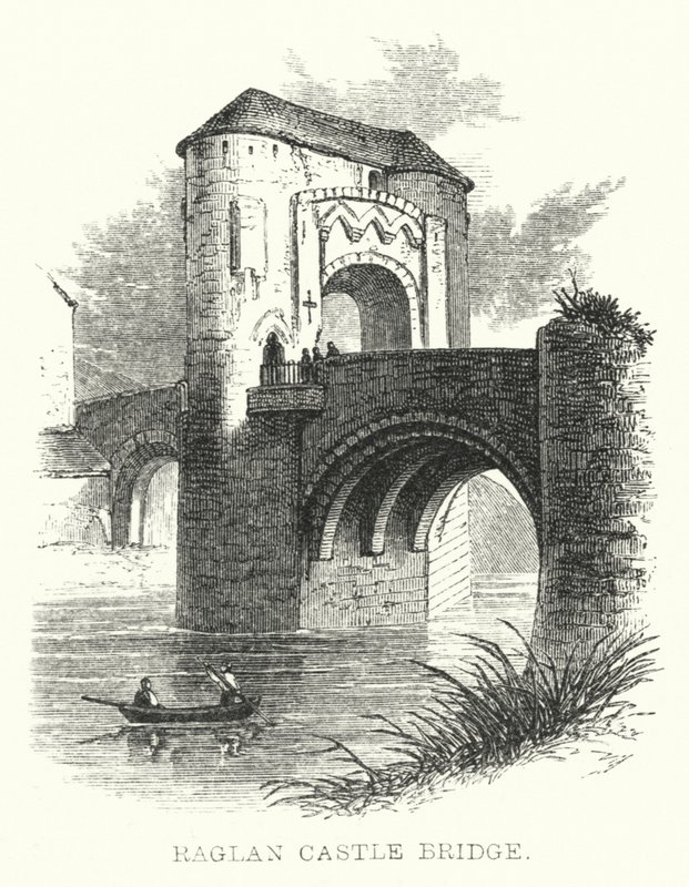 Raglan Castle Bridge (rytina) od English School