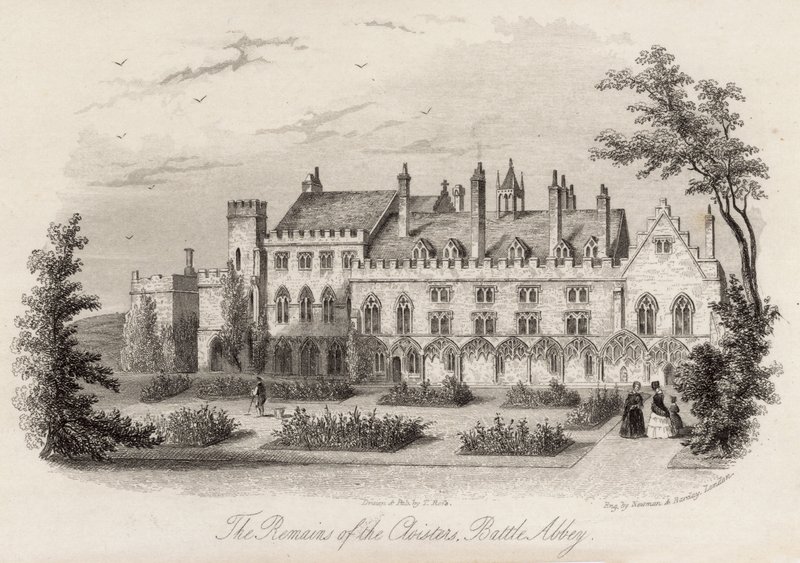 Zbytky ambitů v Battle Abbey od English School