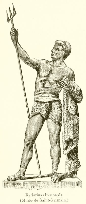 Retiarius (Obnoveno). (Muzeum Saint-Germain) od English School