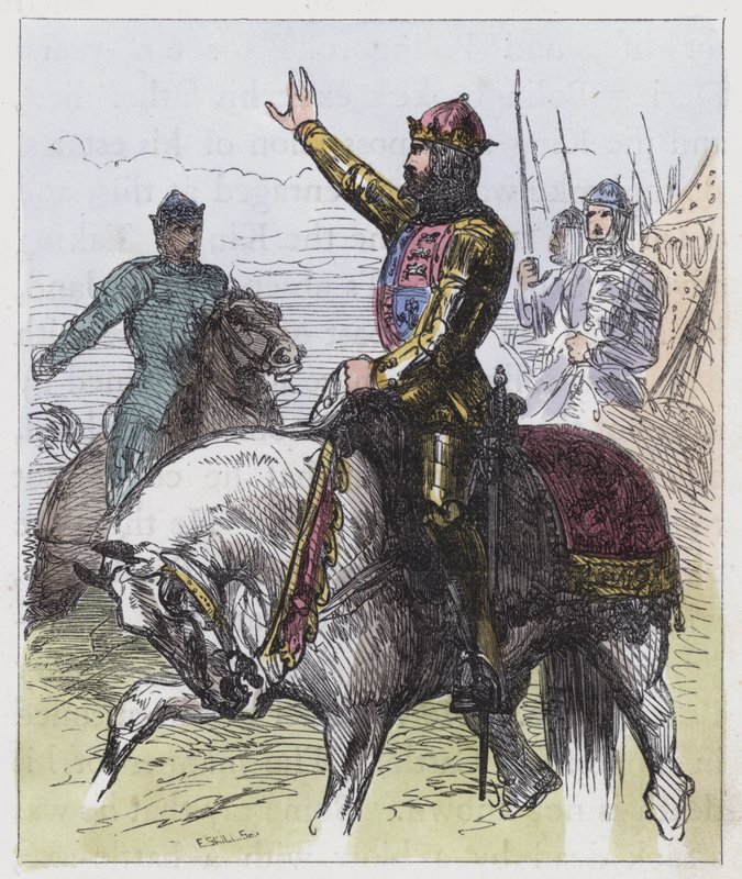 Richard II, zůstává v boji (barevná rytina) od English School