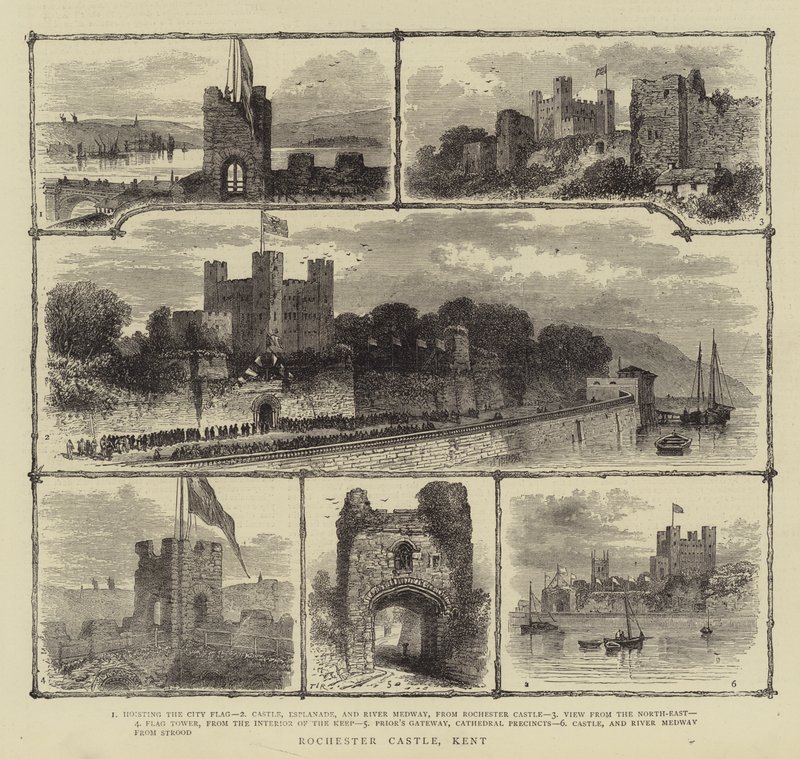 Rochester Castle, Kent (rytina) od English School