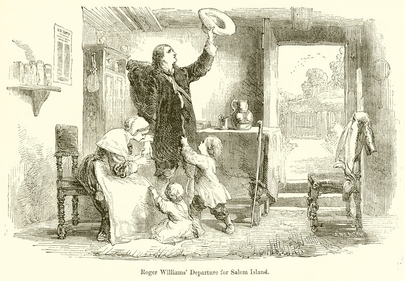 Roger Williams odjezd na ostrov Salem od English School