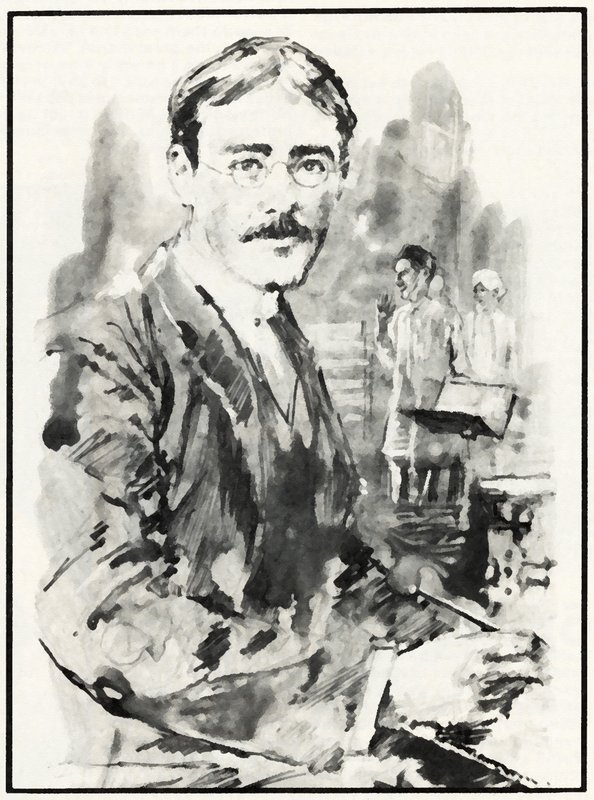 Rudyard Kipling (litho) od English School