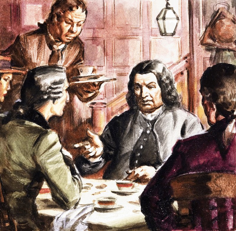 Samuel Johnson si dává čaj od English School