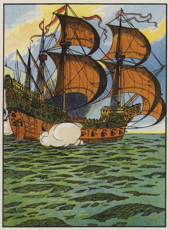 Lodě španělské armády (barva litho) od English School
