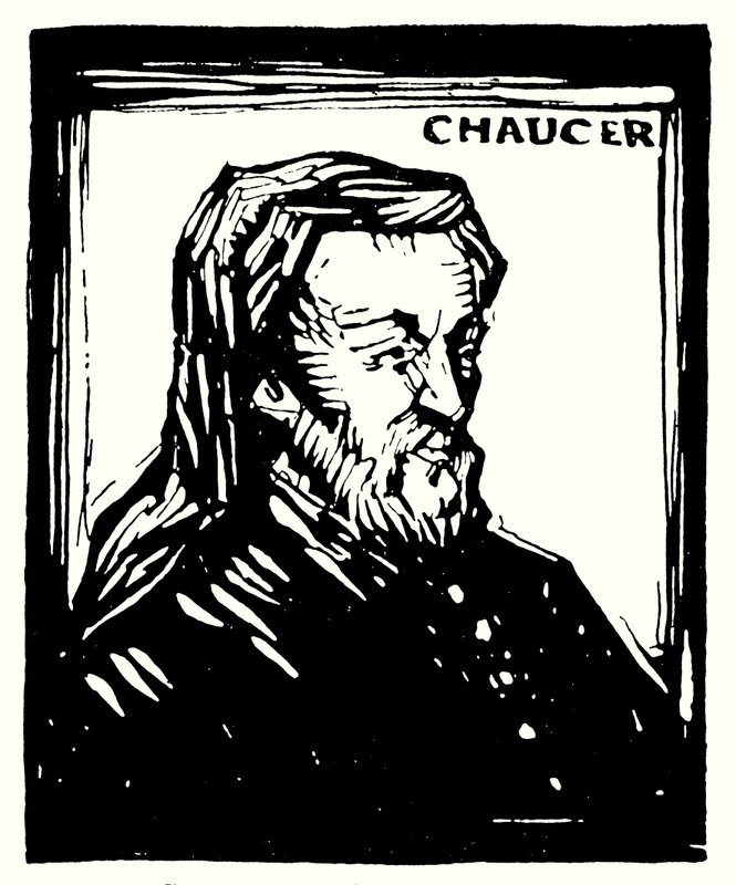 Siluetový portrét, Geoffrey Chaucer (litografie) od English School