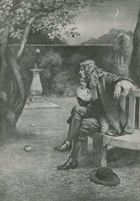 Sir Isaac Newton vidí padat jablko od English School