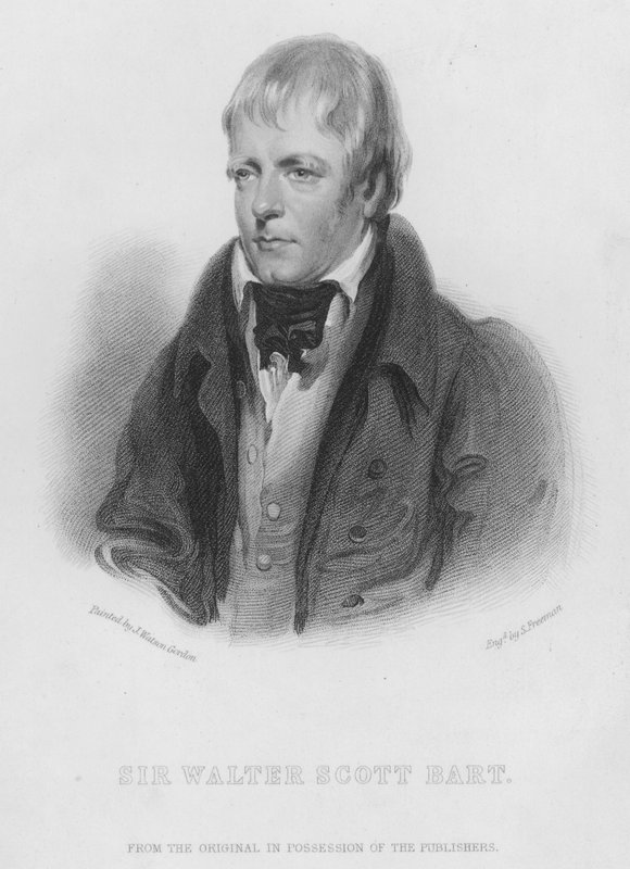 Sir Walter Scott, baronet (rytina) od English School