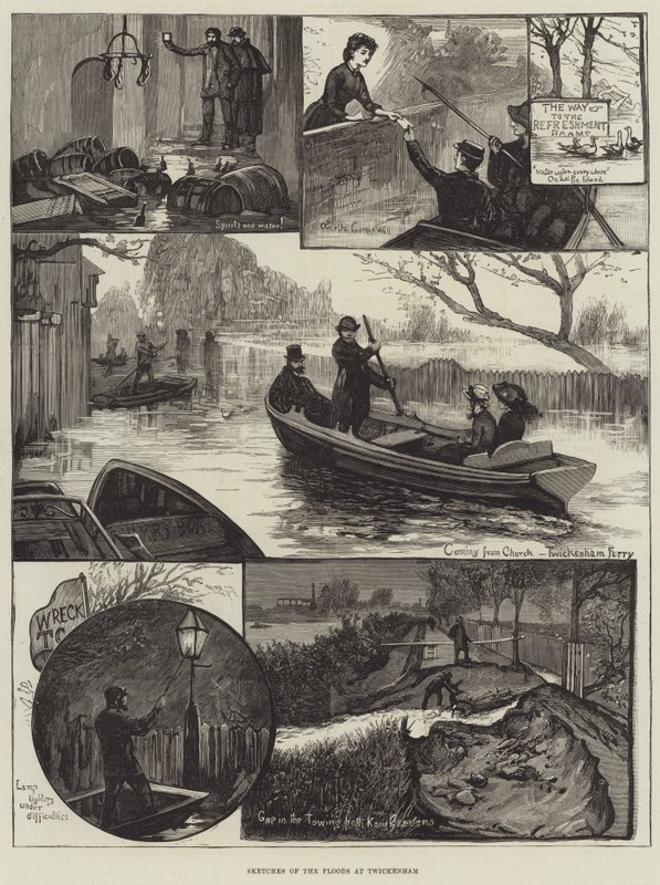 Sketches of the Floods at Twickenham (rytina) od English School