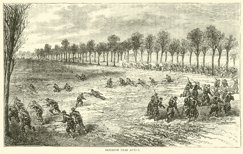 Potyčka poblíž Autunu, prosinec 1870 od English School