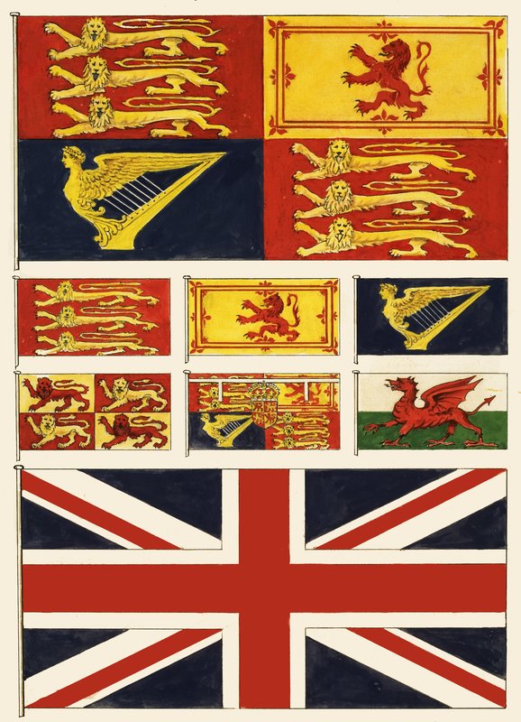 Některé vlajky Velké Británie od English School
