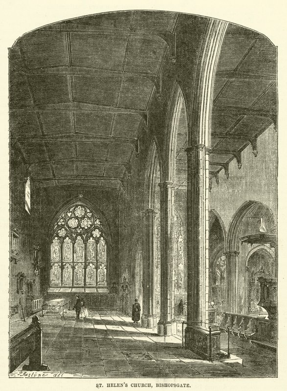 Kostel St Helen, Bishopsgate (rytina) od English School