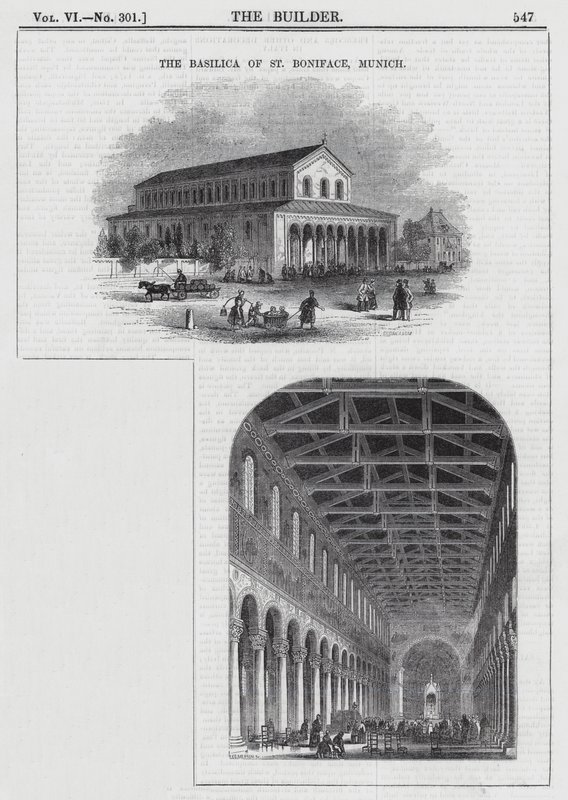 Bazilika svatého Bonifáce, Mnichov (rytina) od English School
