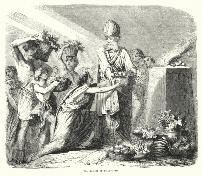 The Basket of Firstfruits (rytina) od English School