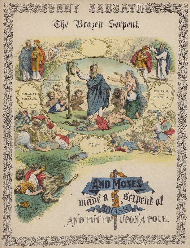 The Brazen Serpent (barevná rytina) od English School