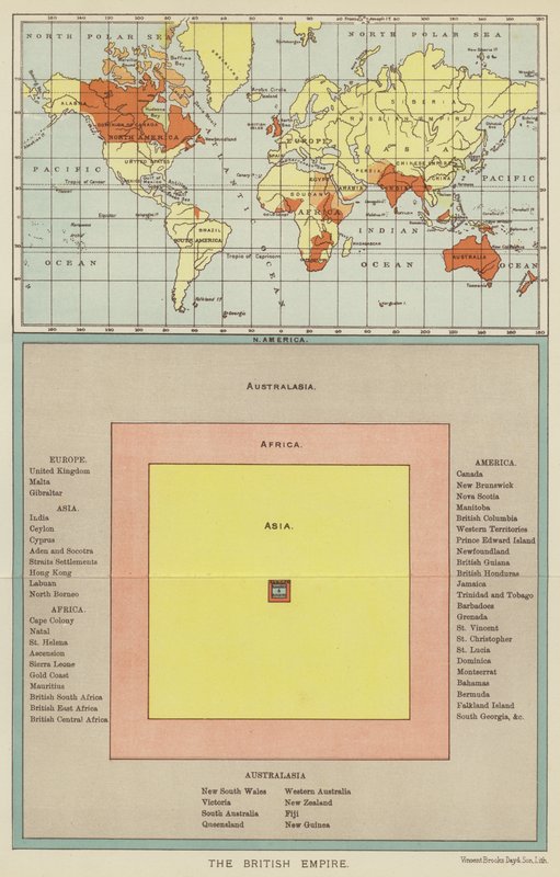 Britské impérium (barevná litografie) od English School