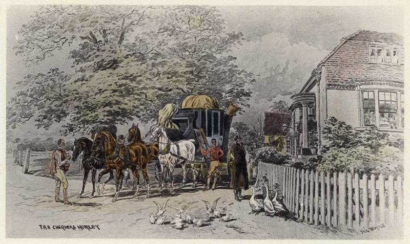 The Chequers, Horley (barva lito) od English School