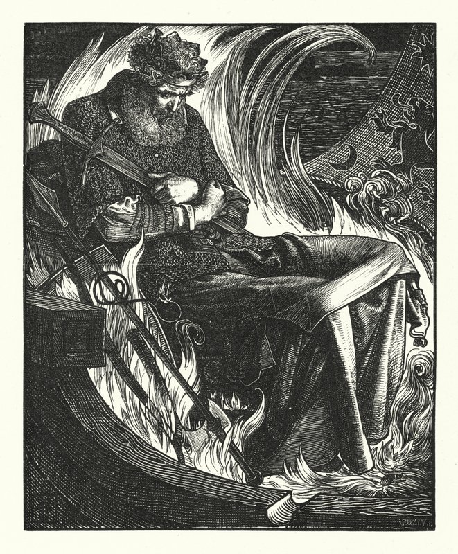 The Death of King Warwolf (rytina) od English School