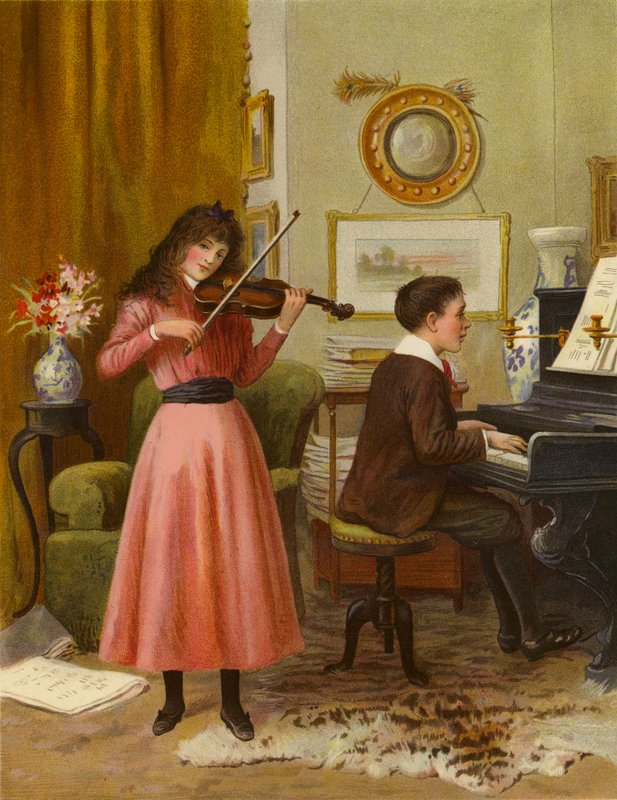 Duet (barevná litografie) od English School