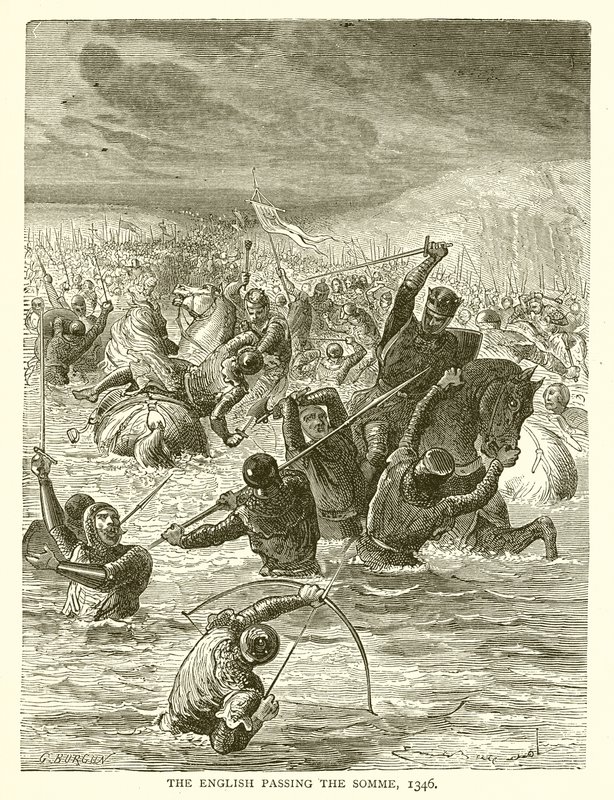 Angličané projíždějící přes Sommu, 1346 od English School