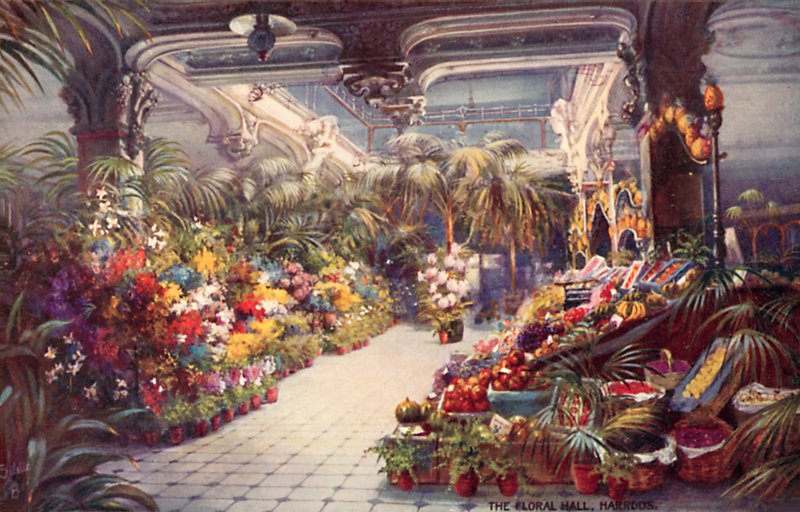 The Floral Hall, Harrods (barevná litografie) od English School