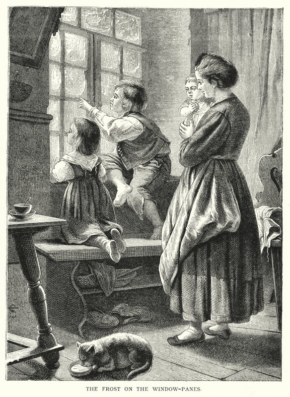 Mráz v okenních tabulích (rytina) od English School