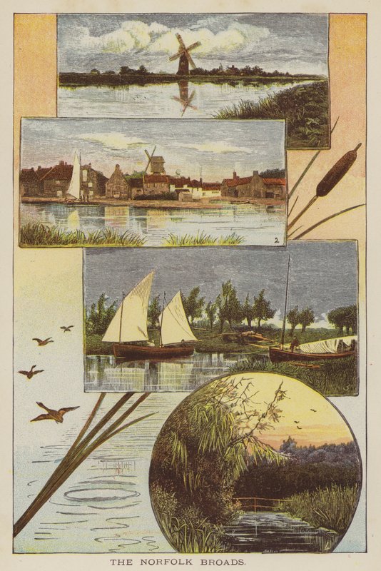 The Norfolk Broads (barevná rytina) od English School