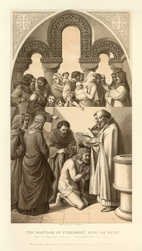 Křest Ethelberta King of Kent od English School