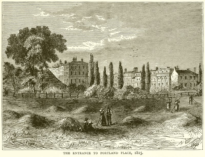 Vchod do Portland Place, 1815 od English School