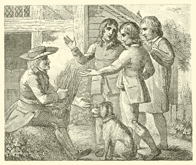 Stařec a jeho synové (rytina) od English School