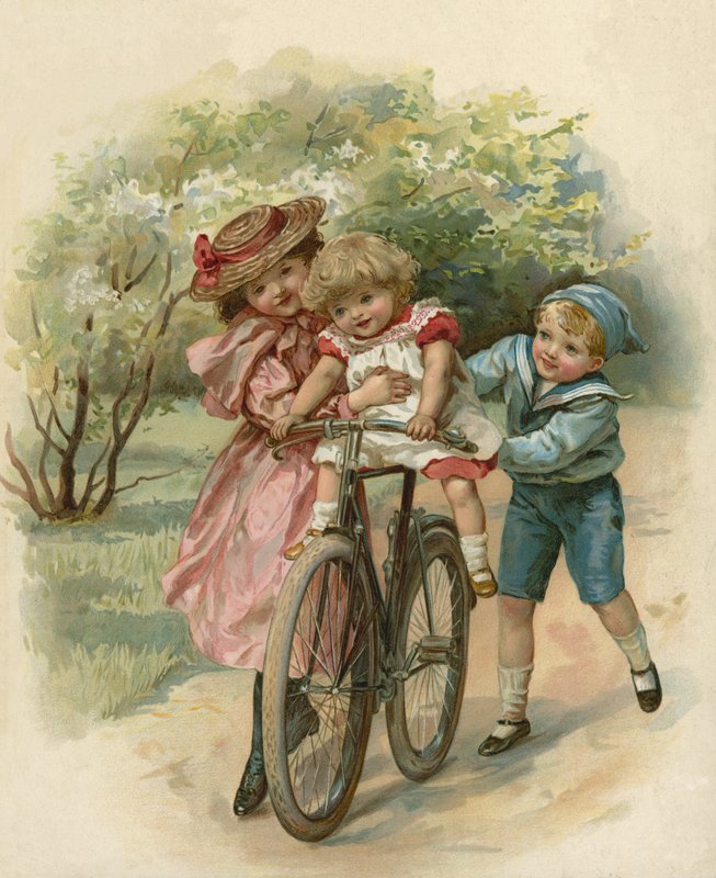 Tři děti si hrají s kolem od English School