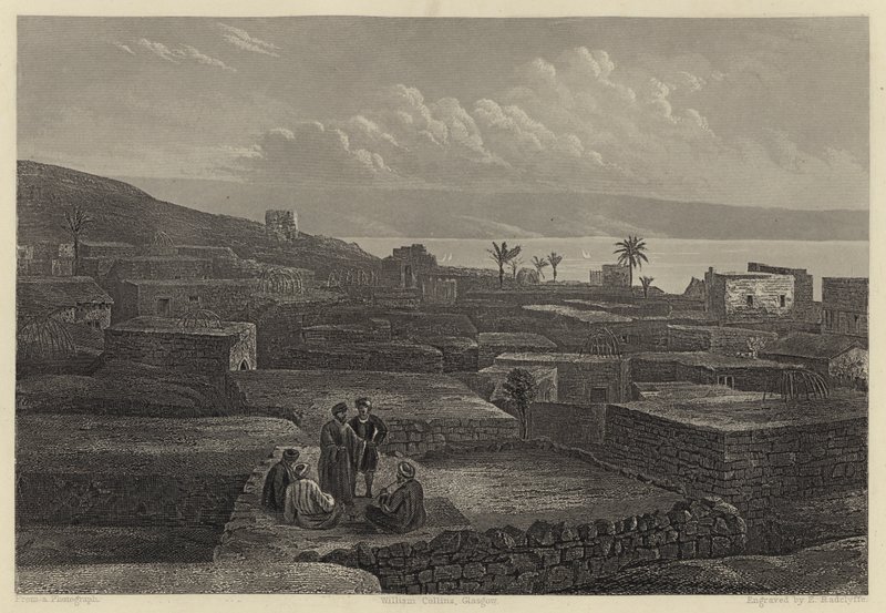 Tiberias a Galilejské jezero (rytina) od English School