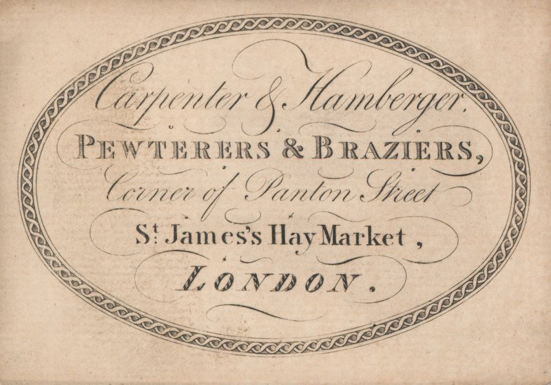 Trade card, Carpenter & Hamberger od English School