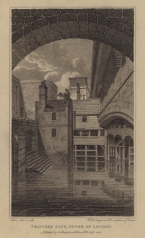 Zrádcovská brána, Tower of London (rytina) od English School