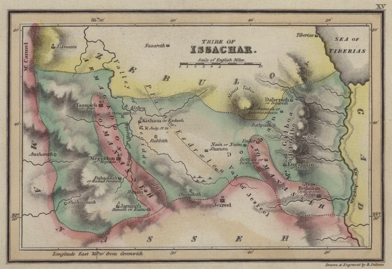 Kmen Issachar (barevná rytina) od English School