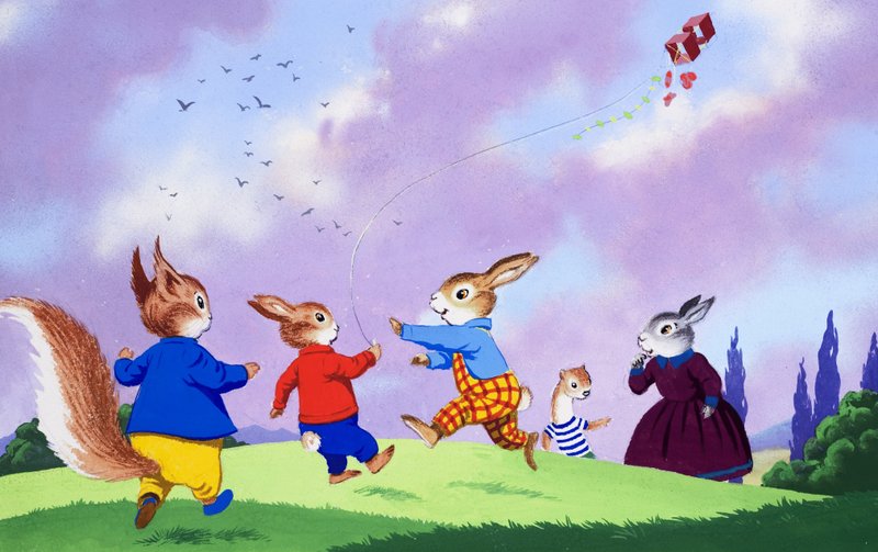 Tufty pouštějící draka od English School