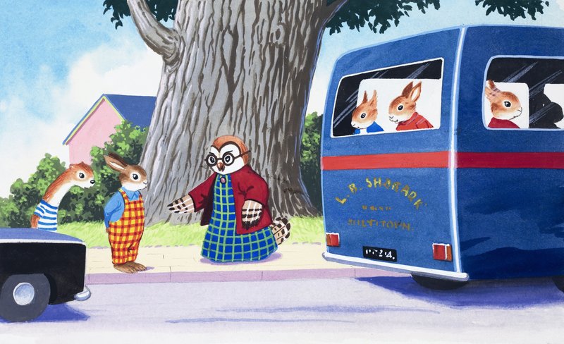 Tufty přemýšlí o přecházení silnice od English School