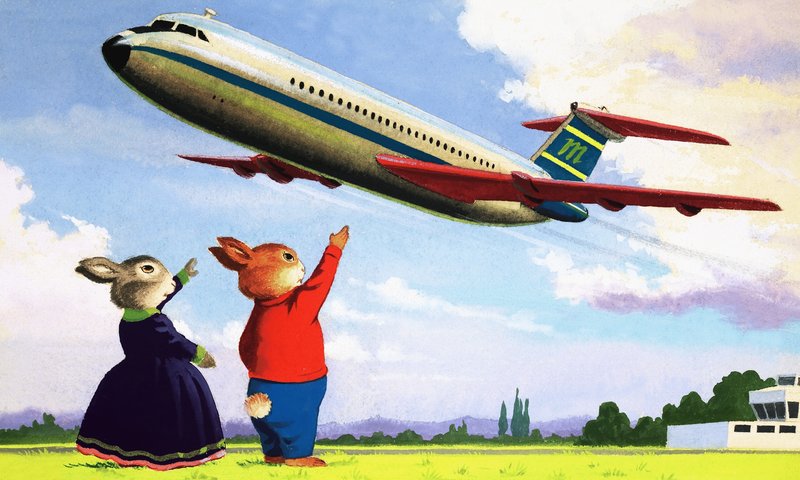 Tufty mává na letadlo od English School