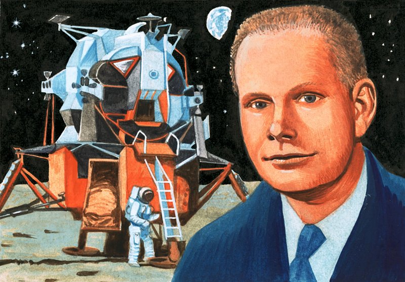 Neznámý americký astronaut a přistávací modul na Měsíci od English School