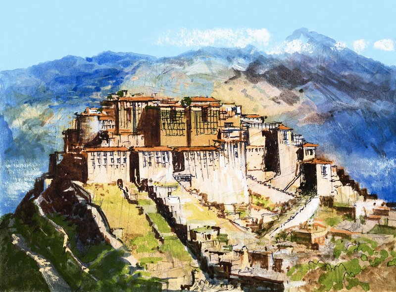 Neznámé místo, možná Tibet od English School