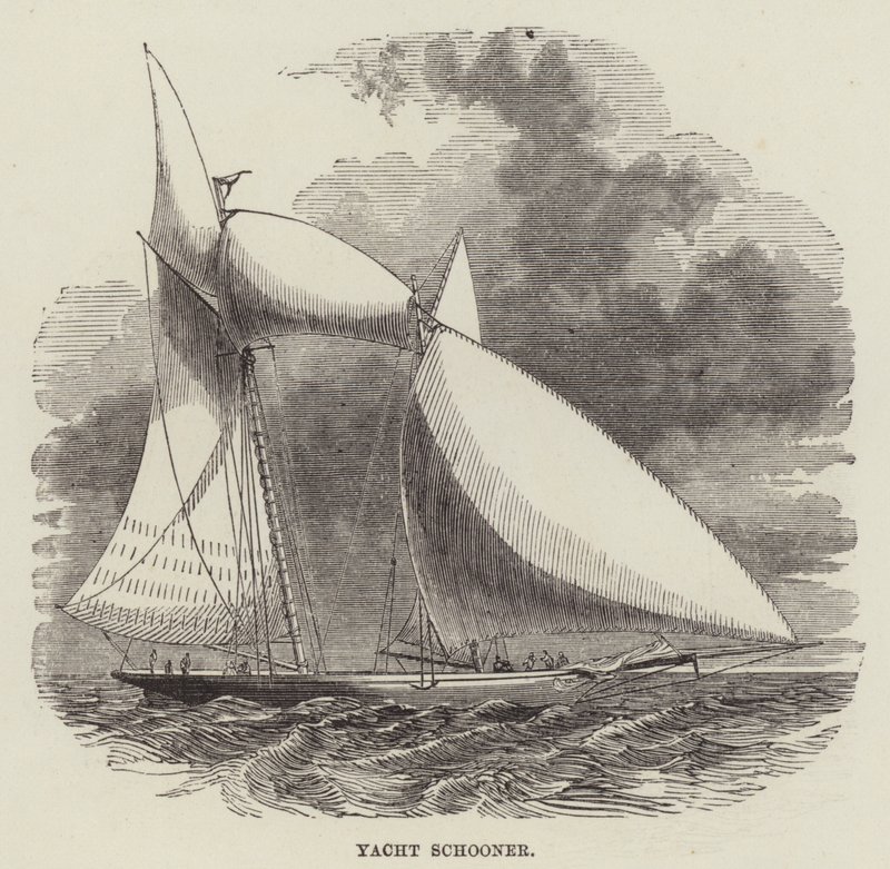 Yacht škuner (rytina) od English School