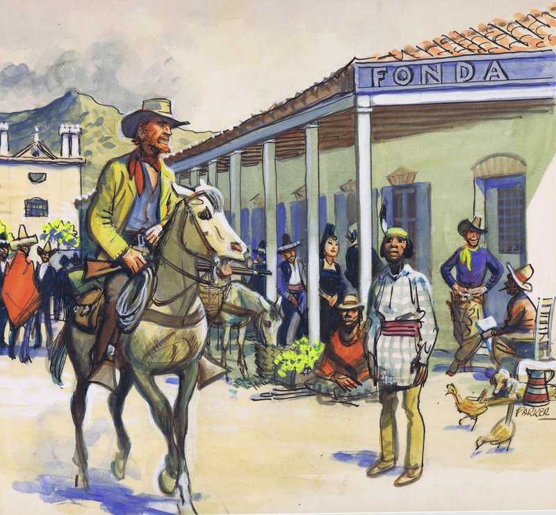La Fonda, Santa Fe (kvaš na papíře) od Eric Parker