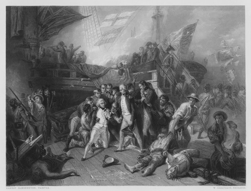 The Death of Nelson (rytina) od Ernest (after) Slingeneyer