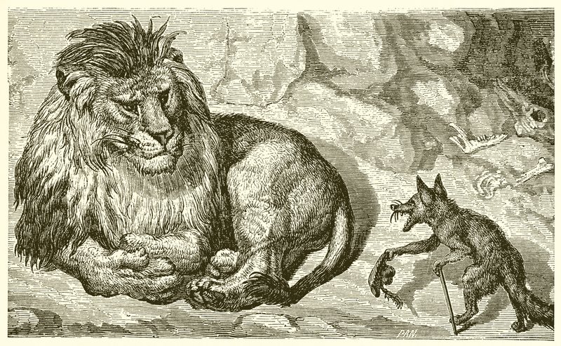 Liška a lev od Ernest Henry Griset