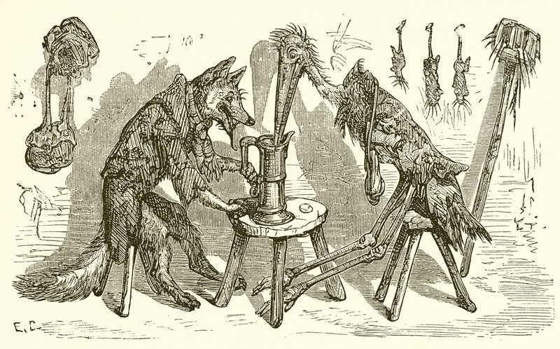 Liška a čáp od Ernest Henry Griset