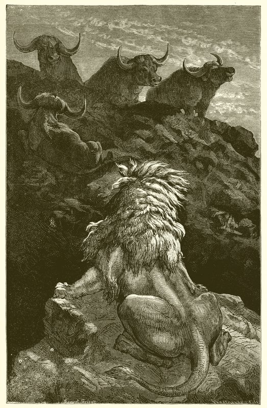 Lev a čtyři býci od Ernest Henry Griset