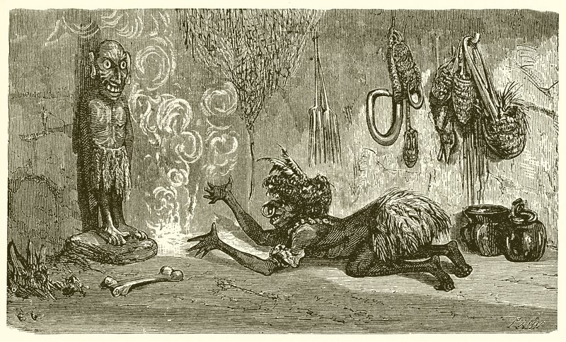 Muž a jeho dřevěný bůh od Ernest Henry Griset