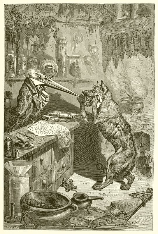 Vlk a jeřáb od Ernest Henry Griset