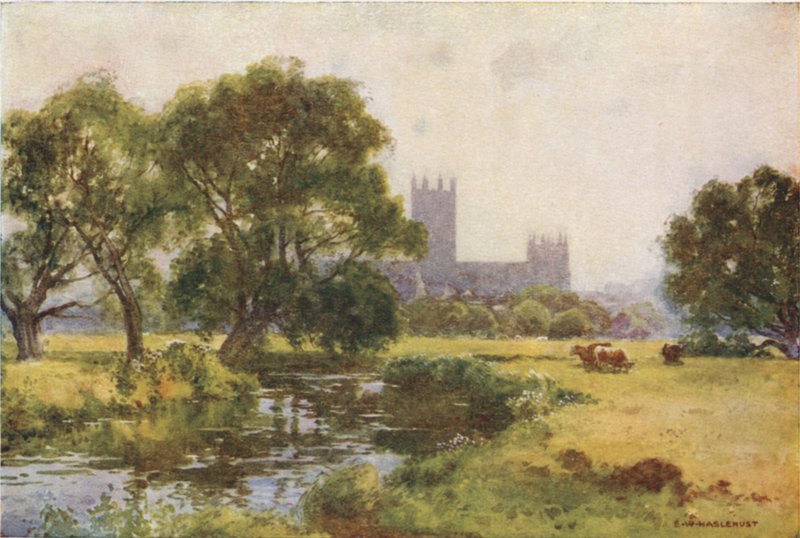 Canterbury ze Stour (barevné lito) od Ernest William Haslehust